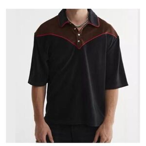 BDG western Velour Button Up Polo. New With tags. Size Small